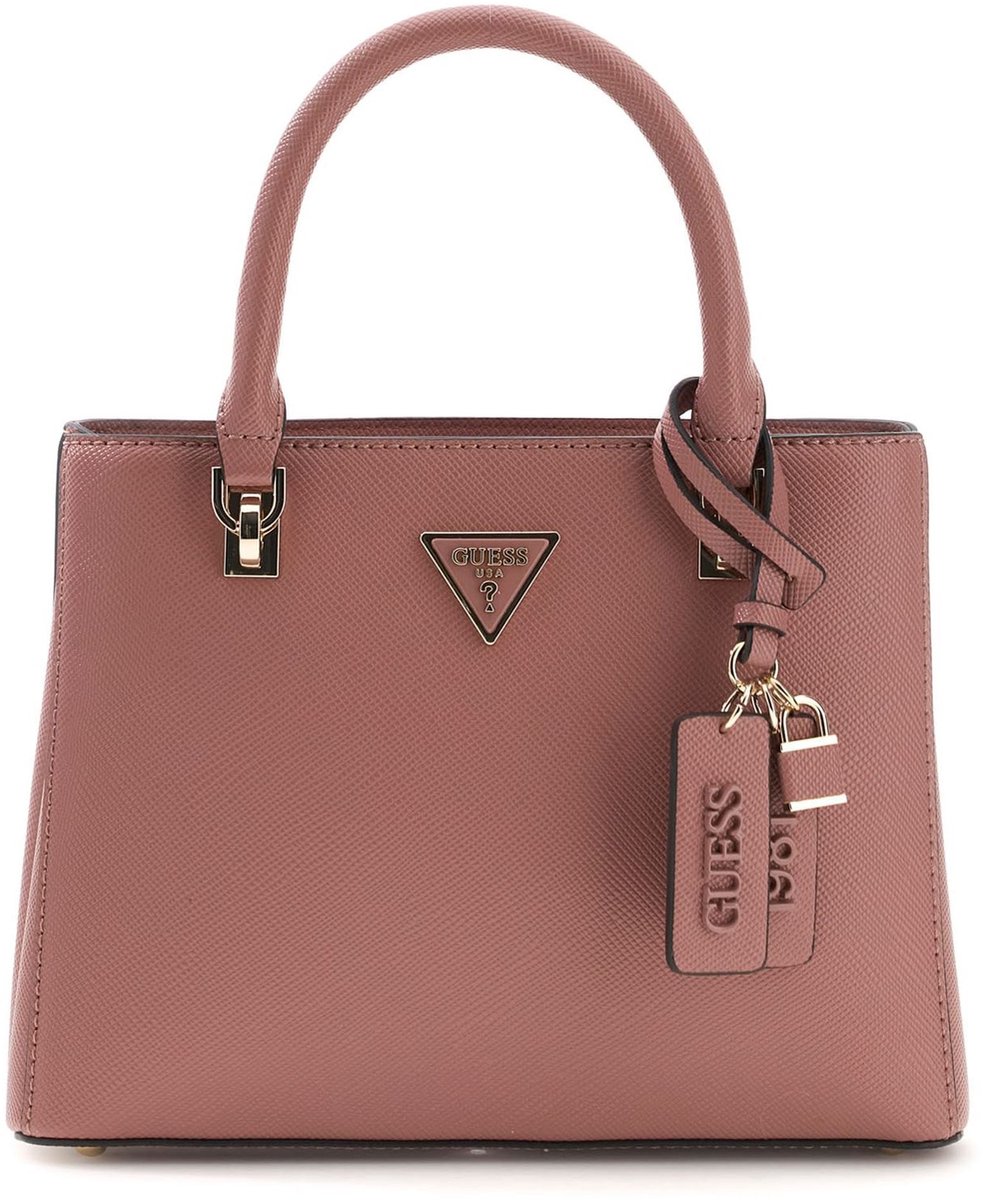 GUESS handtas schoudertas Noelle II Multi Compartment Satchel Rosewood roze