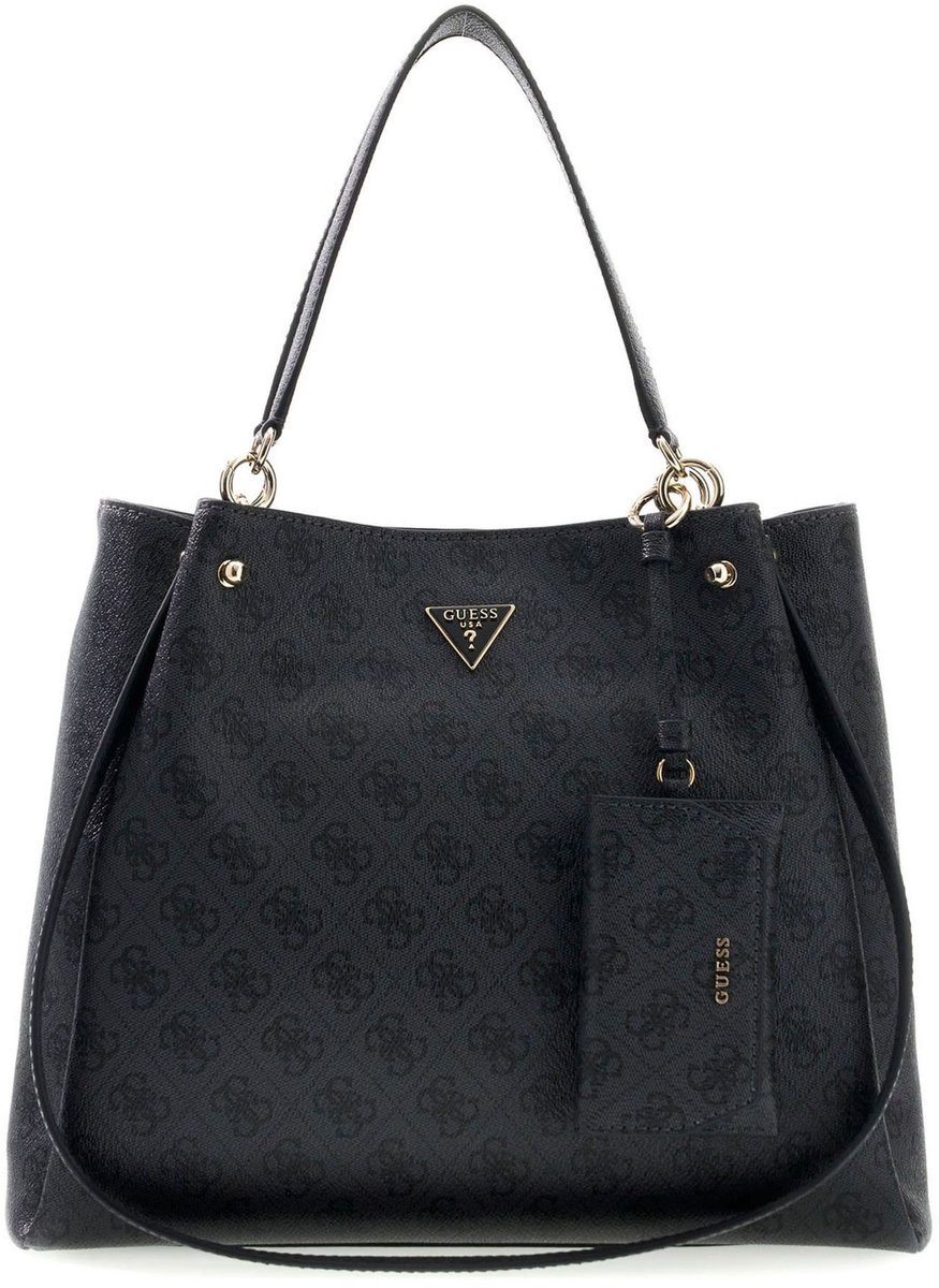 GUESS schoudertas Lorella Logo Girlfriend Tote Coal Logo donkergrijs