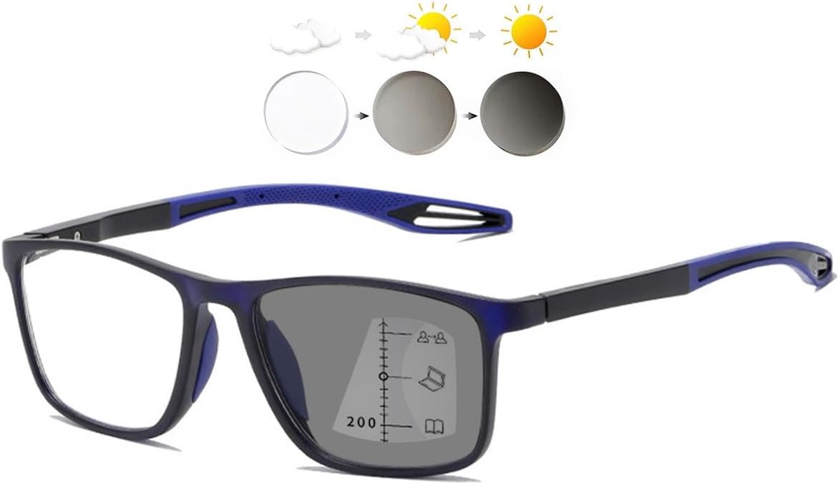 KOOSUFA Self-tinting Glide Vision Glasses, Progressive Multi Focus Blue Light Filter Photochrome, for Men and Women - ShopVlot