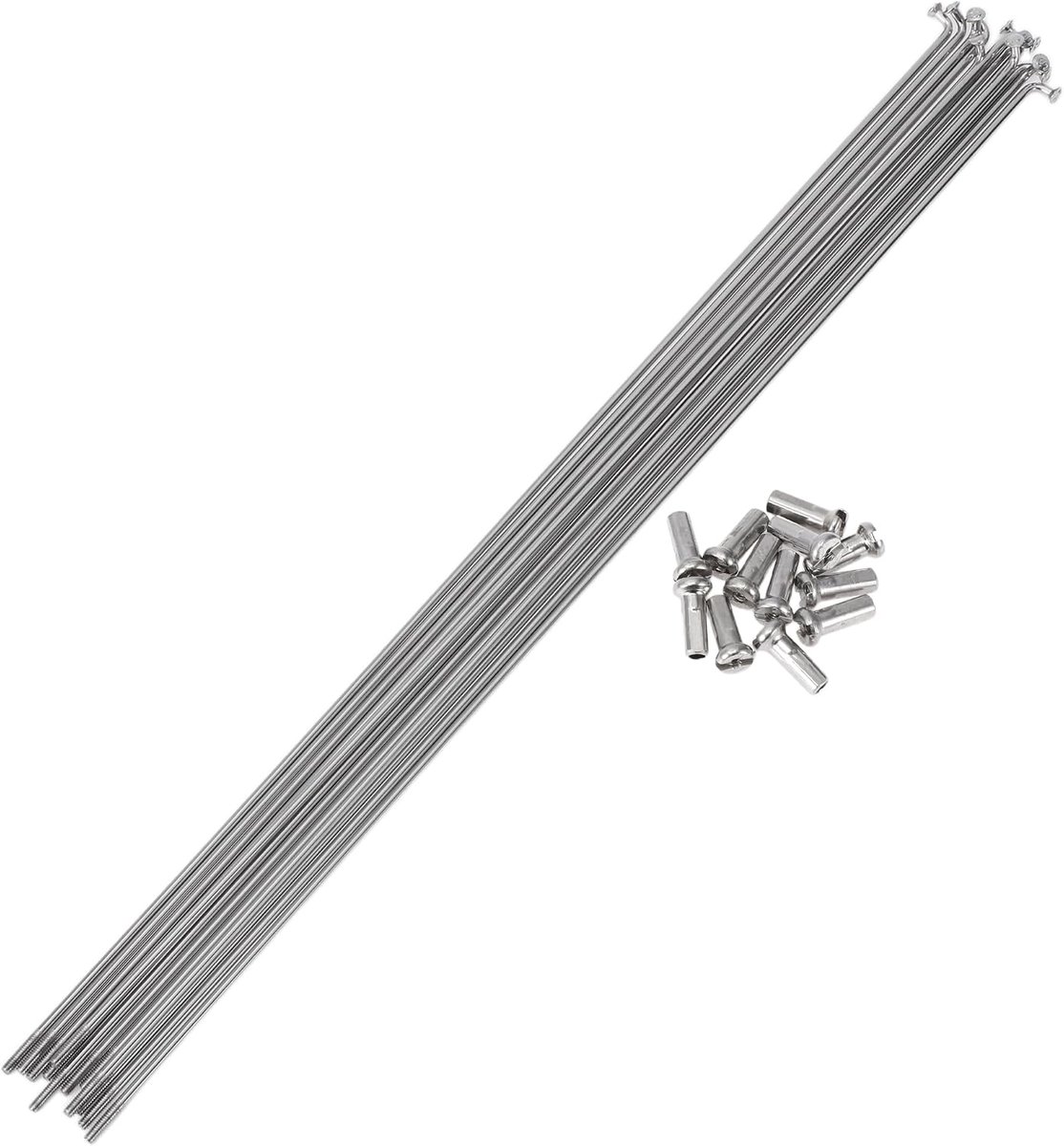 A ABSOPRO 12 Set 14G Bicycle Spokes 291mm Bicycle Wheel Spokes 304 Stainless Steel Silver Tone - ShopVlot