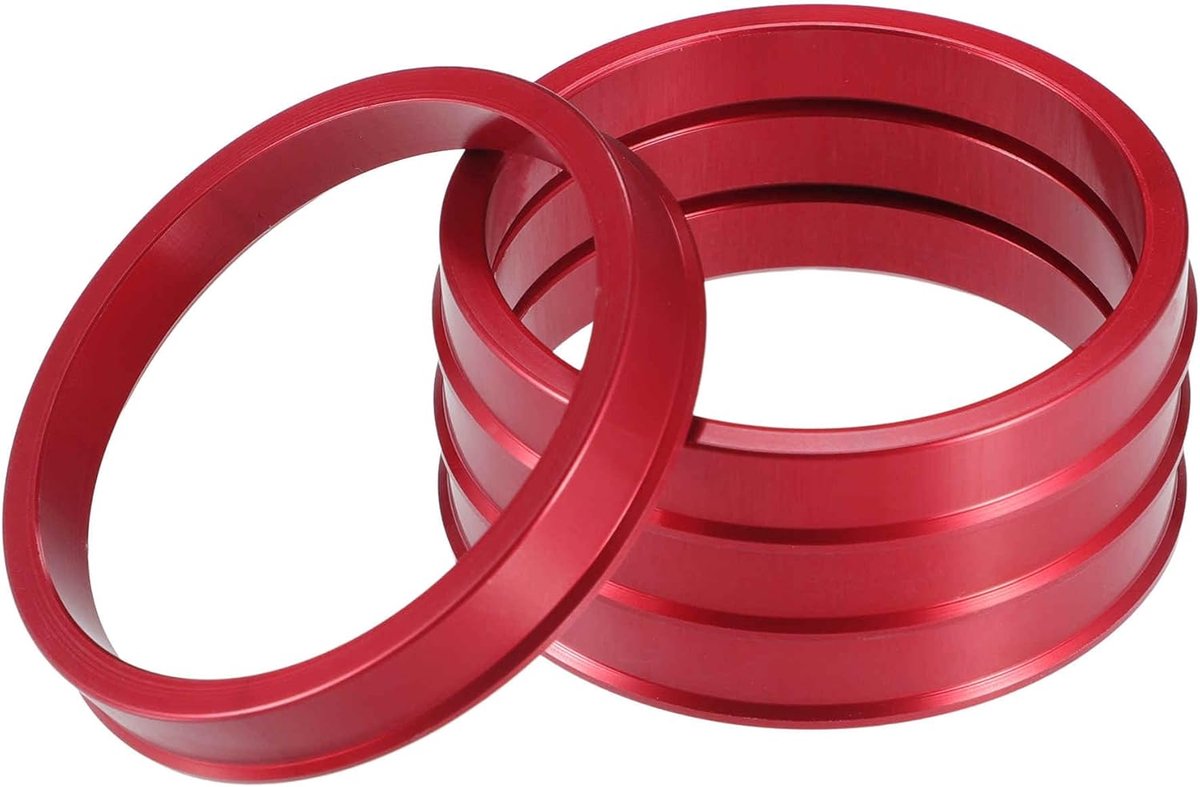 A ABSOPRO Car Hub Centric Rings OD 73mm To ID 64mm Hub Centric Rings Wheel Bore Center Spacer Aluminum Alloy Red (Set - ShopVlot