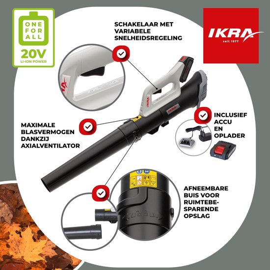 IKRA accu-axiale bladblazer ICB 20, licht en compact, incl. accu en oplader van IKRA — afbeelding 4