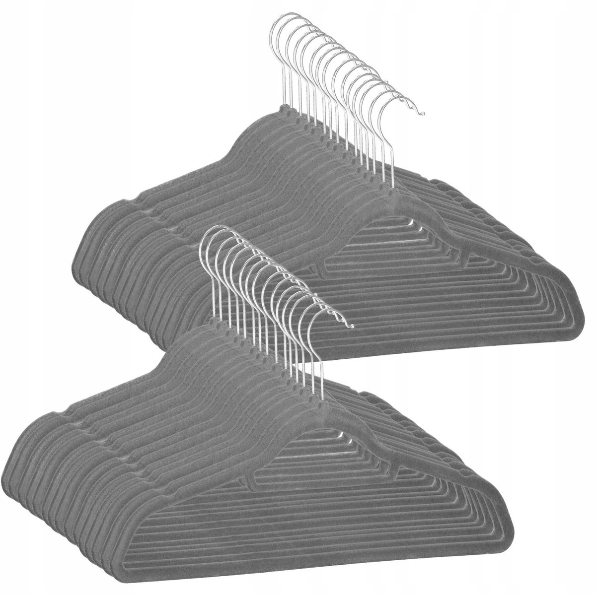 30x Antislip Velours Kledinghangers - Grijs, 43.5cm