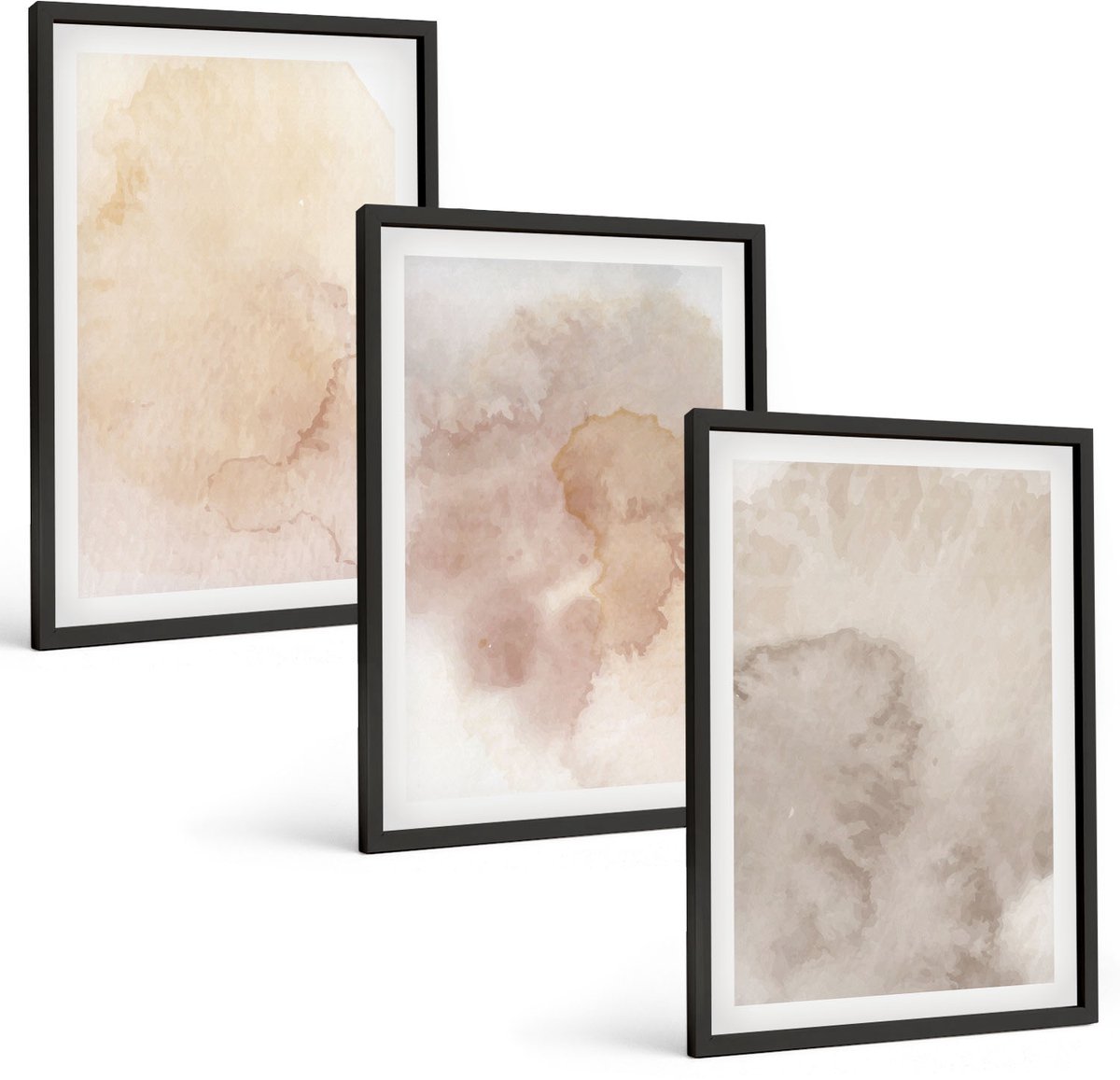 Tulup 4-Delige Schilderij Set - Warme aquarelverf op canvas, pasteltexturen - 40 x 60 cm - Moderne Wanddecoratie - Slaapkamer - Decoratieve Schilderijen