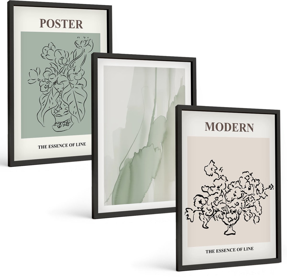 Tulup 4-Delige Schilderij Set - Bloemen in een vaas in een moderne en minimalistische stijl. - 40 x 60 cm - Muurdecoratie - Wanddecoratie - Hal - Decoratieve Schilderijen