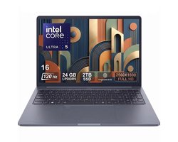 Ninkear N16 Pro 225H - 16 inch laptop - Met laptoptas - laptophoes - Intel Core 5 - 120 Hz - 2TB SSD - Windows laptop - Zakelijke Laptop - 24 GB LPDDR5 - HD-webcam - Toetsenbordverlichting - Windows 11 Pro