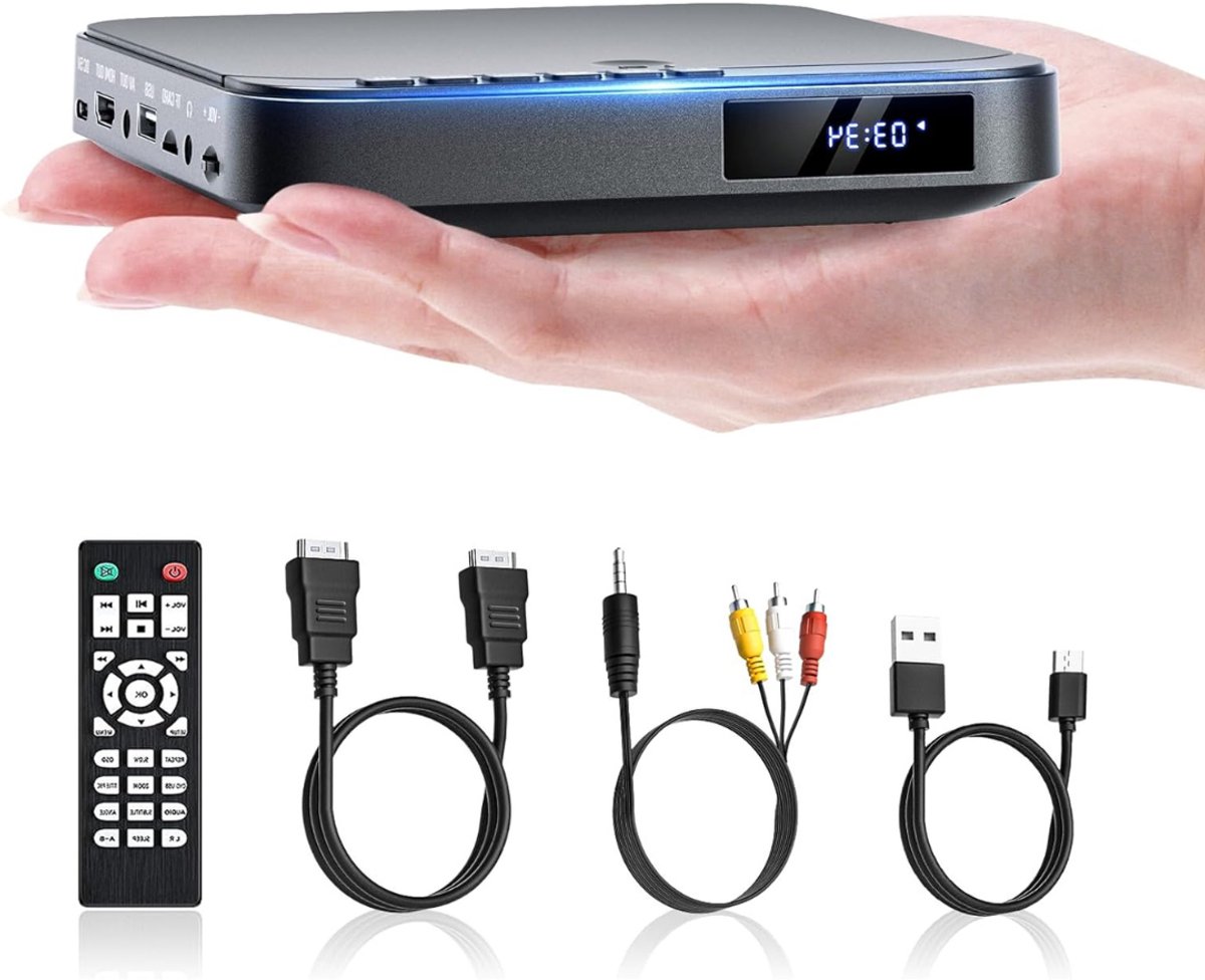 QUOVO® DVD Speler met HDMI - Externe DVD Speler 1080P - Blu Ray Spelers – Portable – Zwart