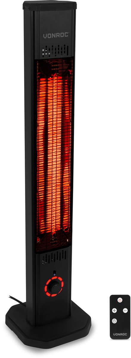 VONROC Staande Terrasverwarmer Lipari 2000W – Patio heater - Carbon infrarood verwarmingselement - Incl. afstandsbediening