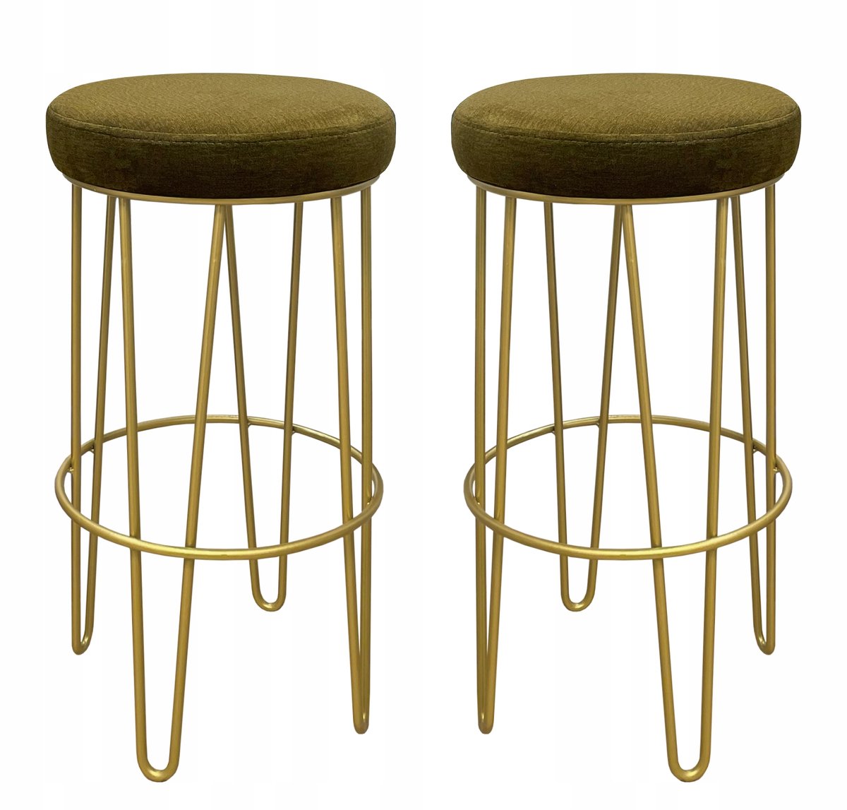 Set van 2 lage barkrukken, metaal goudkleurig, 66 cm hoog