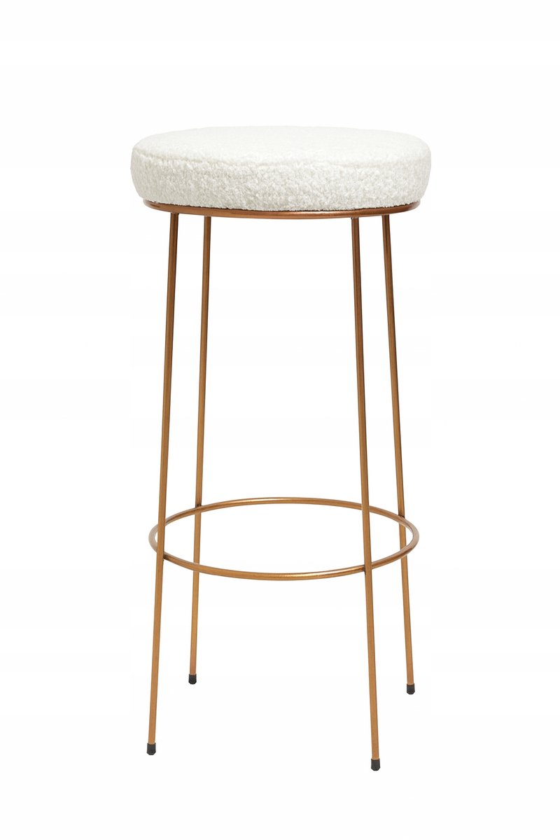 Merkloos Bar Kruk 75cm Koper Metaal Bouclé Zitting