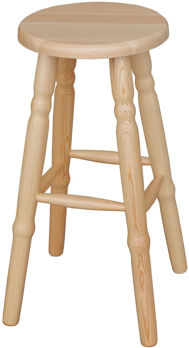 Metdrew Houten Bar Kruk 62 cm - Massief Grenen, Gedraaide Poten