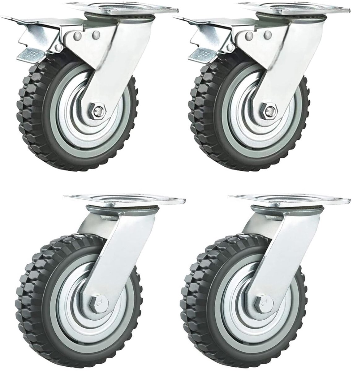 Mobiele transportwielen 150mm - zwaar belastbaar - met en zonder rem - ideaal voor meubels - ShopVlot