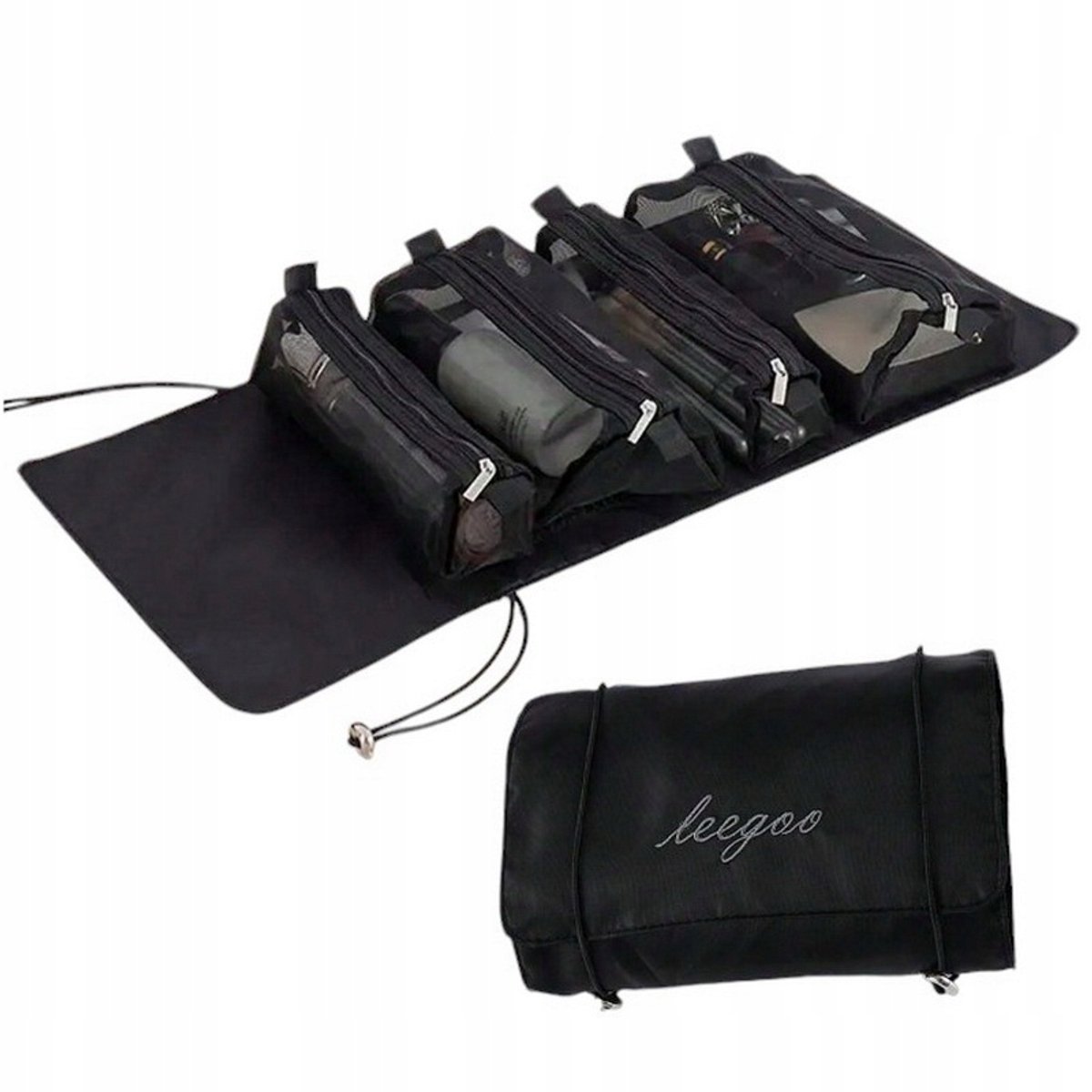Zwarte Reis Make-uptas Organizer 4-delig, Uitklapbaar