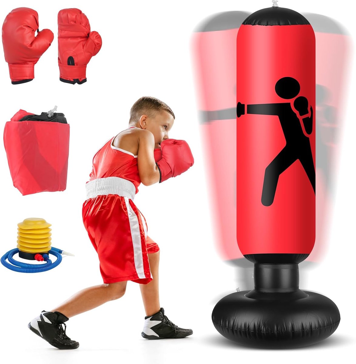 Mineup Kids Punching Bag 63 in Self Carrying Inflatable Punching Bag for Kids, Inflatable Standing Punching Bag for - ShopVlot