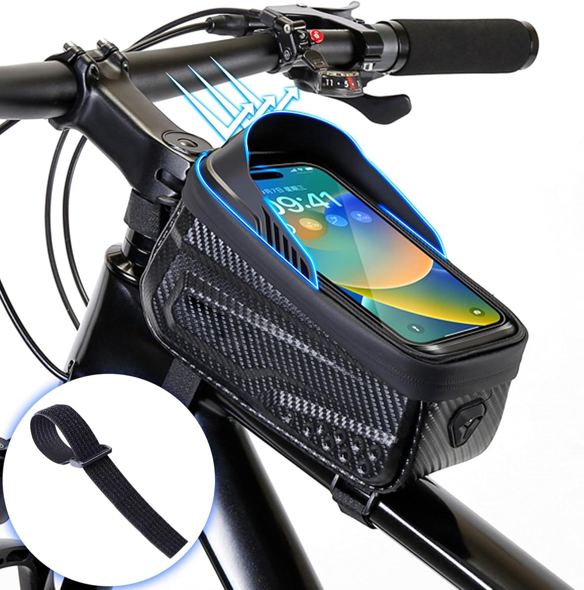 Fietstas - Voorframetas - Telefoonhouder Fiets - GSM Houder Fiets - Fietsaccessoires - Telefoontas voor de fiets - Waterdicht - Racefiets - MTB - Fietsen - Universeel - Met Opbergvakken - Waterdicht - opbergtas voor het voorframe