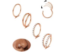 Dochais 4 Pieces Nose Rings 18G, Nose Ring Stainless Steel, Helix Rings, Daith Rings, Septum Rings, Conch Ring, Smoke - ShopVlot