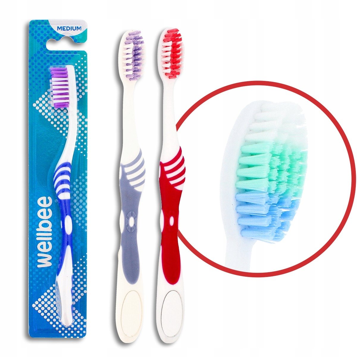 WELLBEE Tandenborstel Middelhard Gepolijst, Mondhygiëne