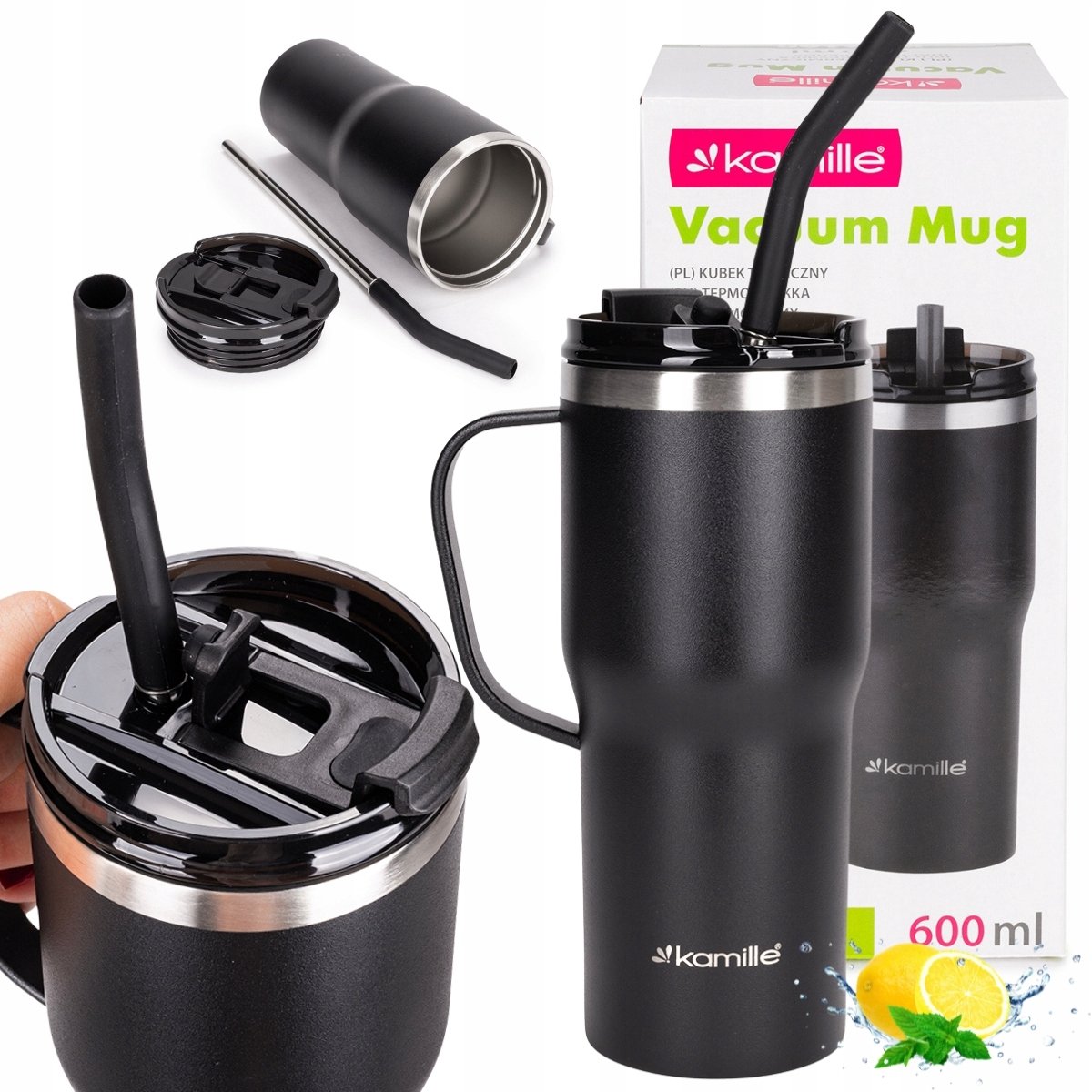 Kamille Thermos Mok 600ml RVS - Lekvrij & Lange Warmtebehoud