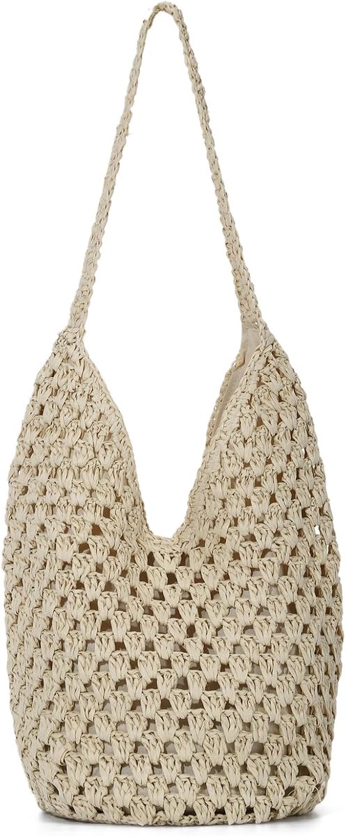 Women Straw Bag Summer Fabric Beach Shoulder Handbag for Holiday - ShopVlot