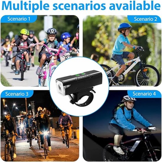 Universele Fietskoplamp met Claxon - Fietsverlichting - Multifunctioneel - Usb - Oplaadbaar - Superheldere Lichtstraal Voor Veiligheid 'S Nachts - Fietslamp - Met Claxon - Waterdichte Fietskoplamp - Zwart - Unisex racefiets en mountainbike — afbeelding 4