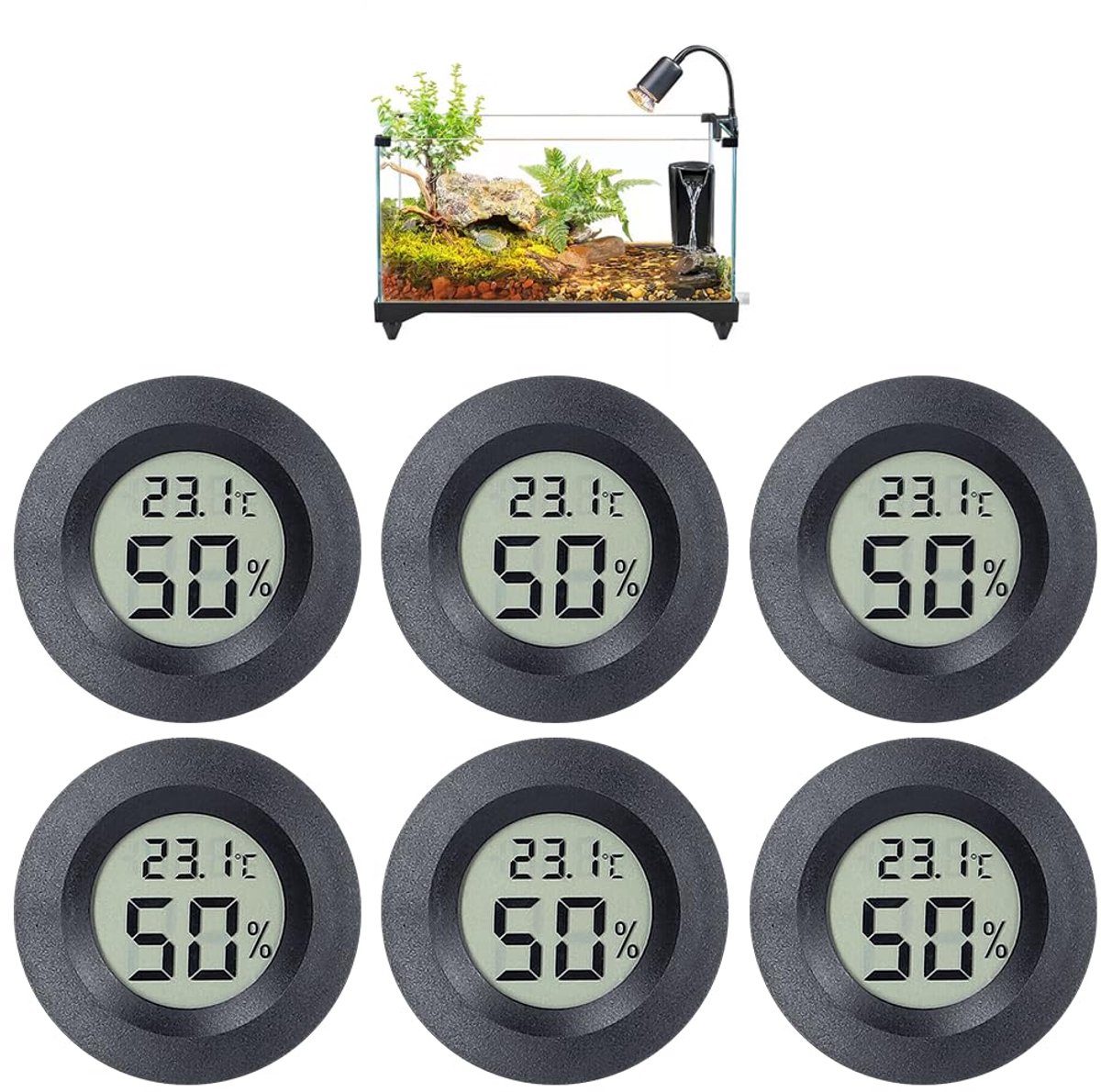 Digitale mini-hygrometer, thermometer voor binnen, ℃/°F verstelbaar, luchtvochtigheidsmeter rond - ShopVlot