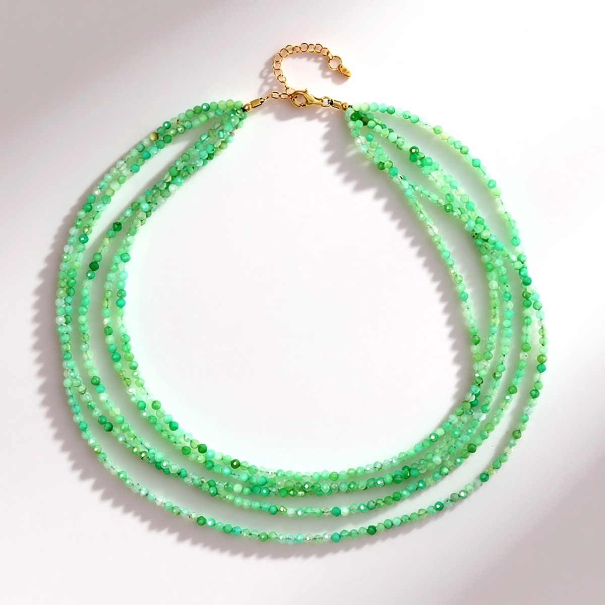 Cavill - 925 Sterling Zilveren Ketting - Australian Chrysopraas Ronde Kralen 115,639 ct - Verstelbare Luxe Groene Edelsteenketting