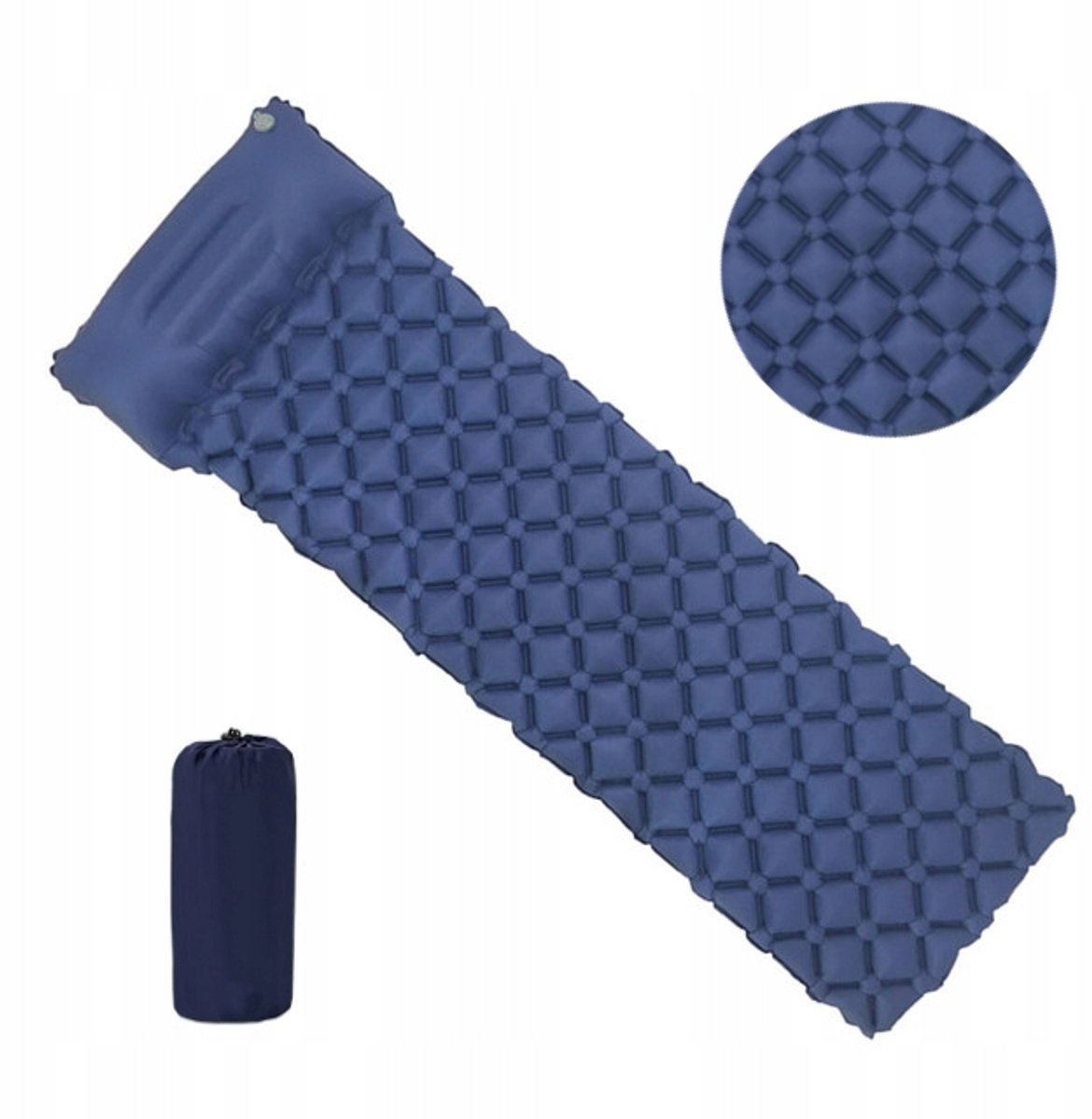 Opblaasbaar Kampeer Kussenmatras - Navy Blauw