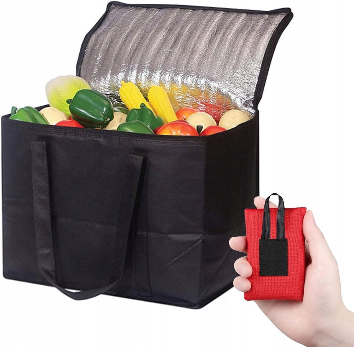 Grote Thermotas 35L Zwart - Ideaal voor Picknick & Boodschappen