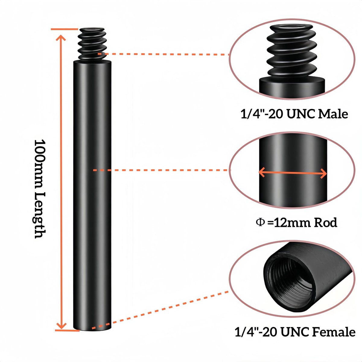 Homeet 2 stuks 100 mm stick 1/4"-20 - ShopVlot