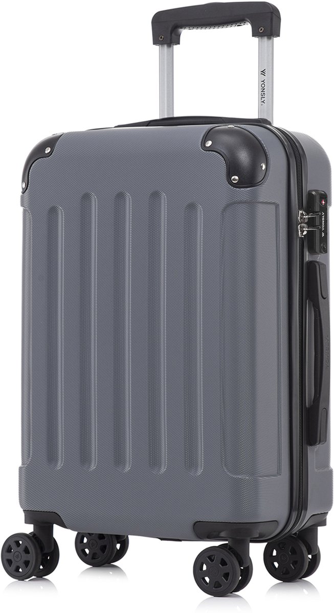 YONSLY Handbagage Koffer - 55cm - 40 L - TSA Slot - YKK Rits - 360° Draaibare Wielen - Grijs