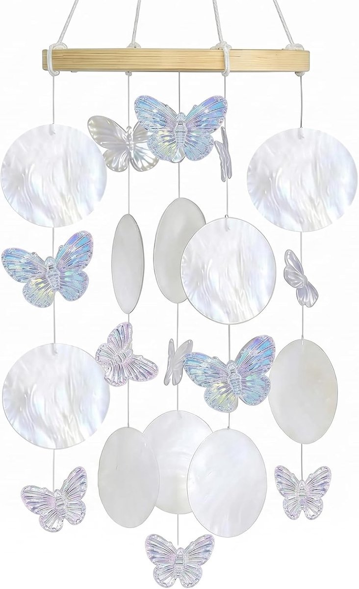 JIAC Windgong schelpen boho decoratieve schelp dromenvanger met vlinders - ShopVlot