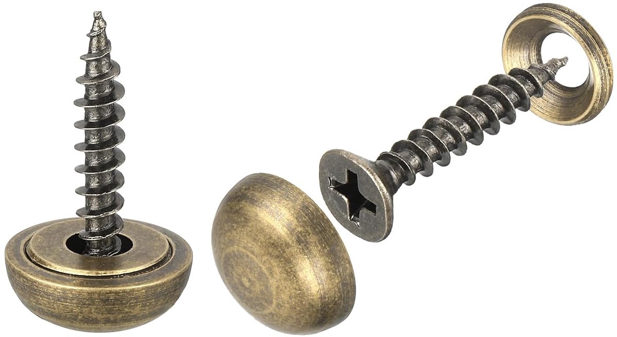 Decoratieve schroeven 30pcs 15mm - Messing met doppen - Robuust en elegant - Perfect voor meubels - ShopVlot