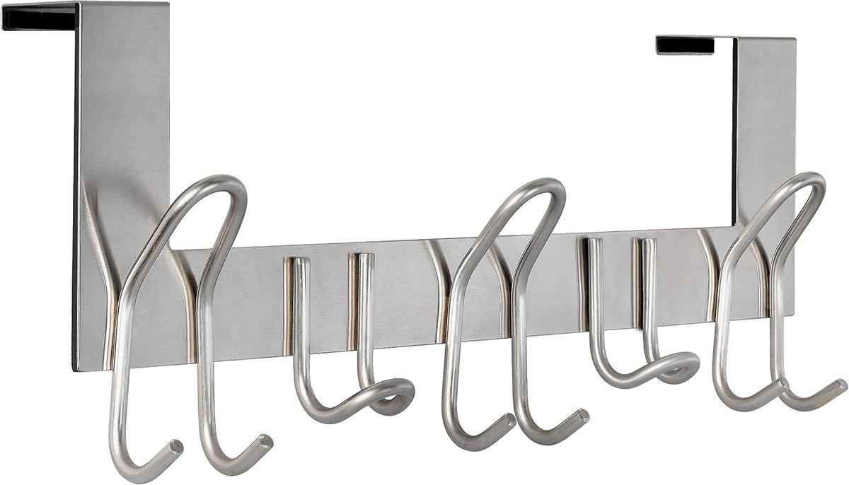 Deurhaken met 11 haken - metalen deurhanger - voor deuren tot 4,5 cm dik - ideaal voor jassen en handdoeken - ShopVlot