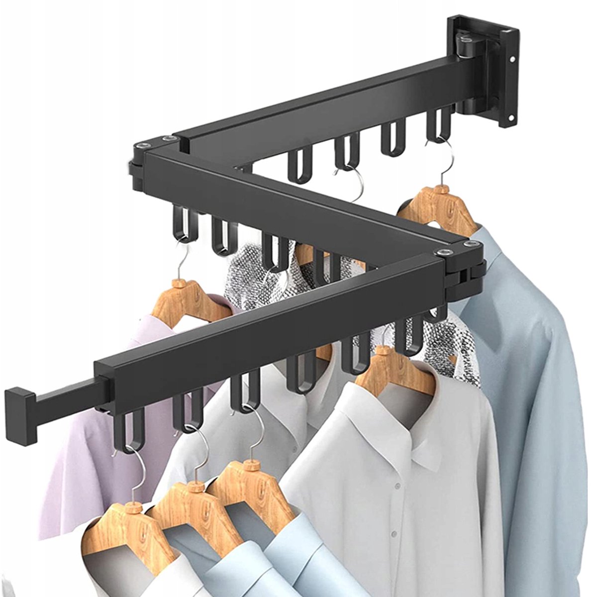 Uitschuifbare Kledinghanger Zwart 120cm - 3 secties + verlengstuk