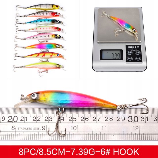 43 Wobblers Set - Vissen op Snoek, Baars, Forel - 4.5-10cm, 4-8g — afbeelding 3
