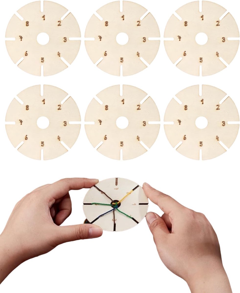 Set voor het maken van armbanden - 6 houten platen Ø 8 cm - systeem zonder touw - ideaal voor kinderen en beginners - ShopVlot