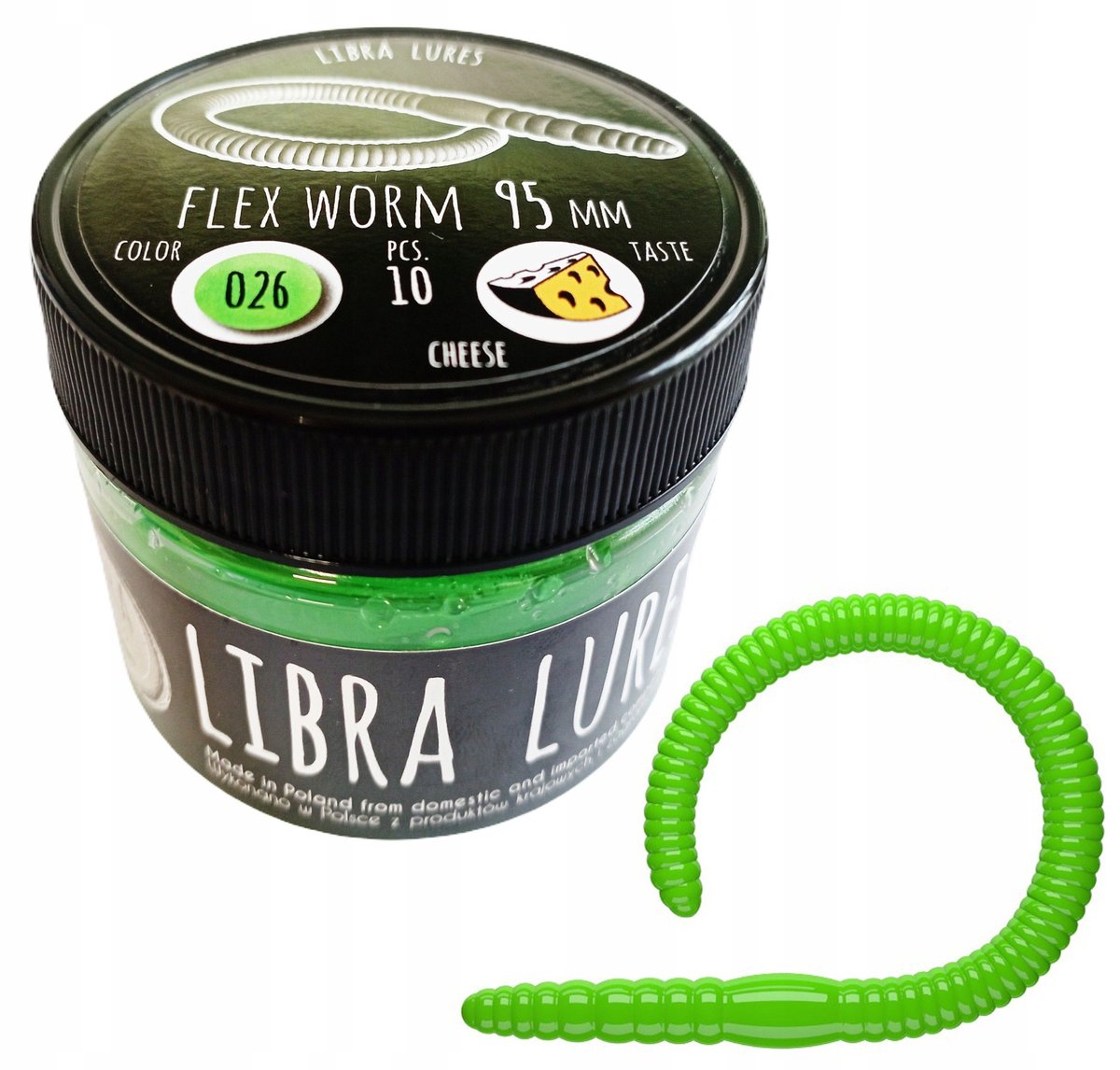 Libra Lures Flex Worm 9,5cm Hot Green Kryl - Visgerei