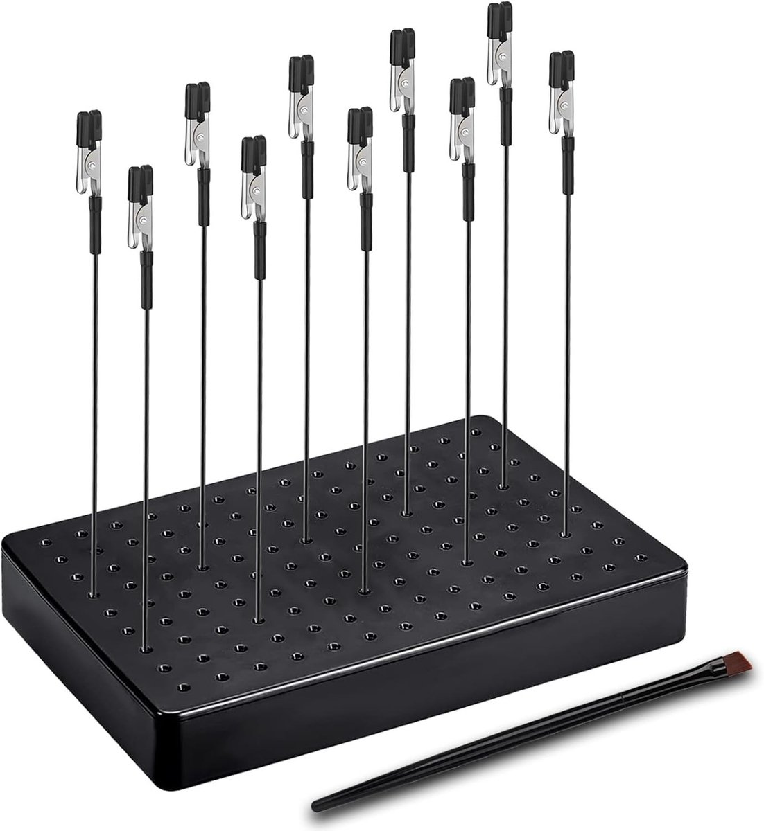 Modelbouw Gereedschap Set - Zwart - Small - Robuuste Krokodillenklemmen met Borstel en Basis - Voor Modellering en Knutselen