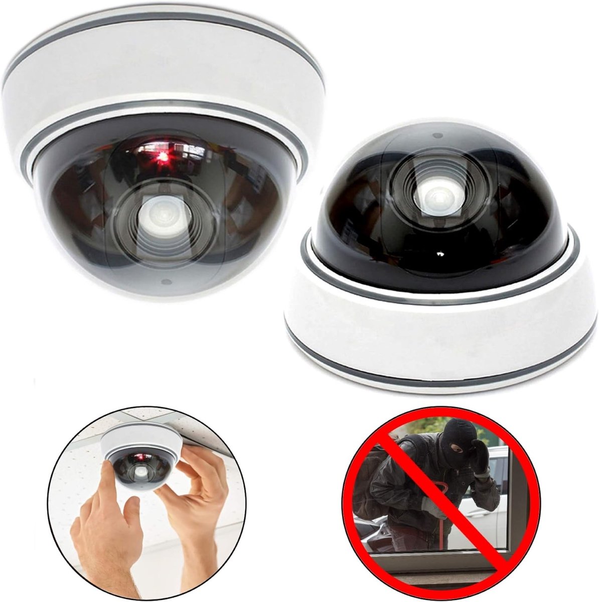 Dummy Beveiligingscamera - Zwart - 9,5 cm - Realistische Dummy met Knipperlicht - Voor Videobewaking