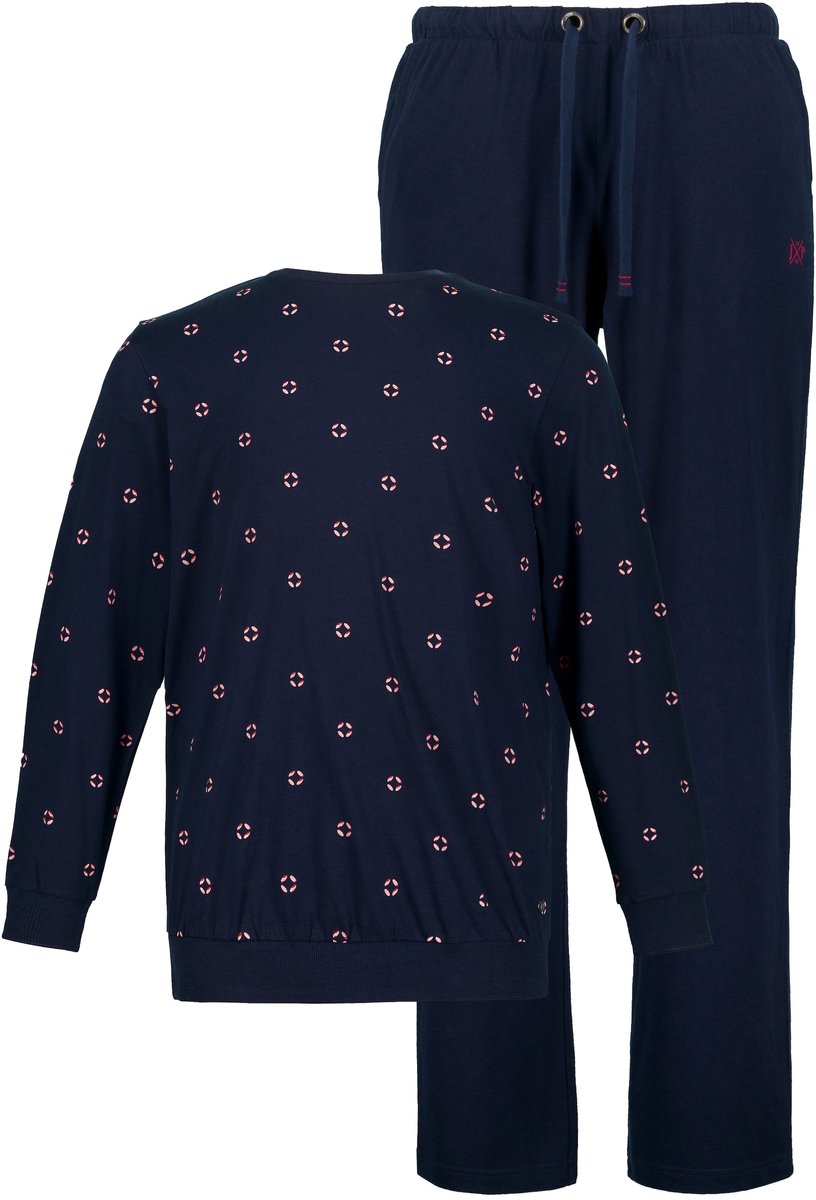 JP 1880 - Heren - Pyjama buik-fit tweedelig pak lange mouw elastische zoom - Nachtblauw - Maat XL