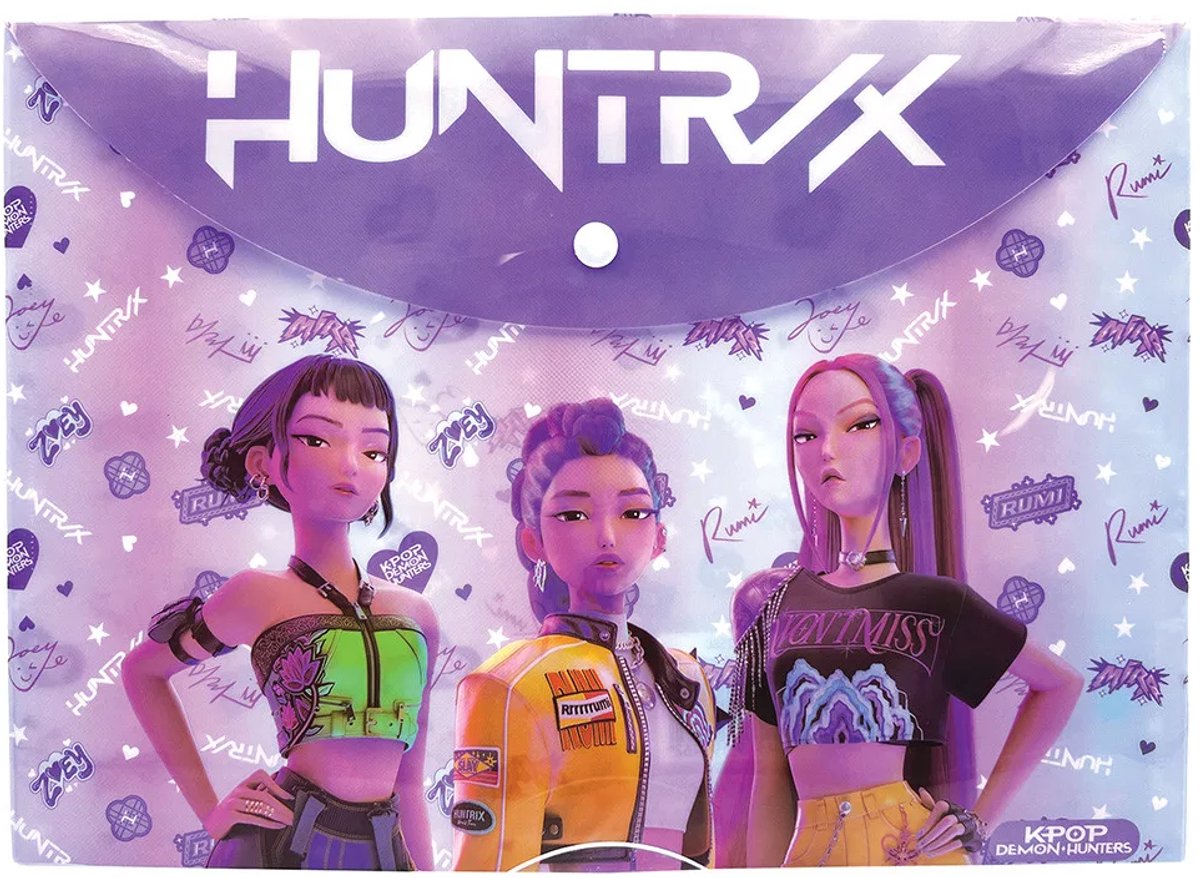 K-Pop Demon Hunters A4 Documentenmap – Documentenhoes met Drukknop – Transparant PP