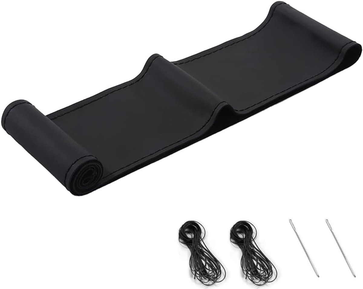 Stuurwielhoes 38 cm - Echt leer - Zwart - Vernieuw je stuurwiel - ShopVlot