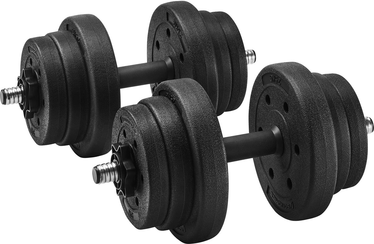 Famanu – Halterset, set van 2 stuks, 2 x 10 kg, met gekartelde starlocks, ideaal voor krachttraining