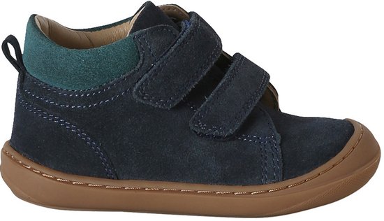 Babyslofjes van zacht leer met antislip oceaanblauw
