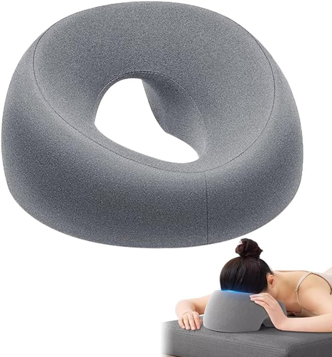 Massagekussen voor het Gezicht - Lichtgrijs - 28,8 x 7,5 cm - Visco-elastisch Schuim - Voor Ontspanning en Massage