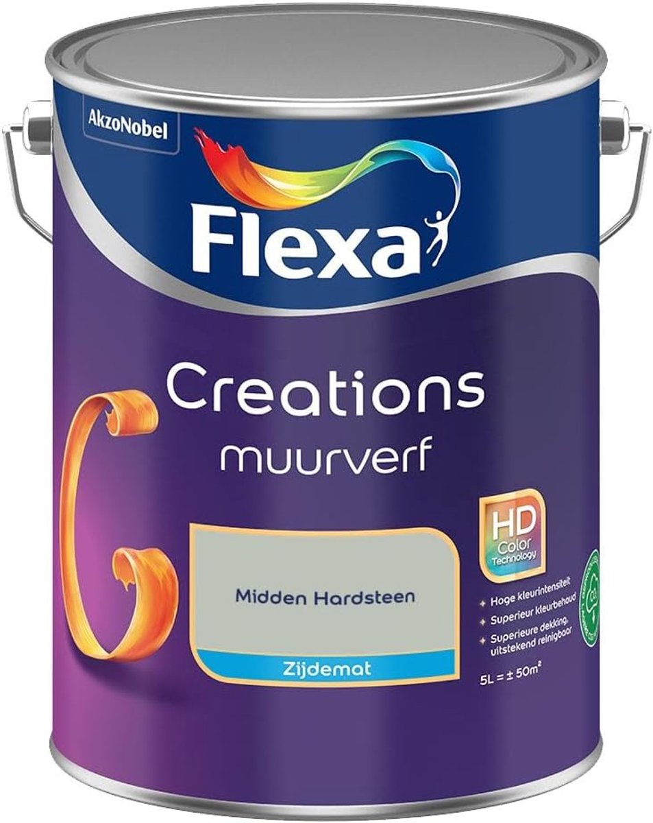 Muurverf 5 liter - Zijde Mat - Midden Hardsteen - Perfect voor stijlvolle muren - ShopVlot