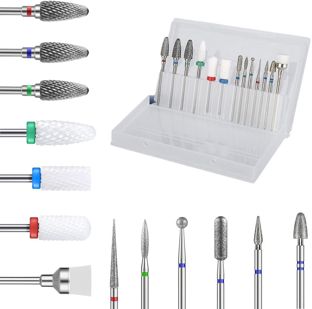 Nagelfreesopzetstukken 13 stuks - 3/32 inch - wolfraamcarbide, keramisch en diamant - ShopVlot