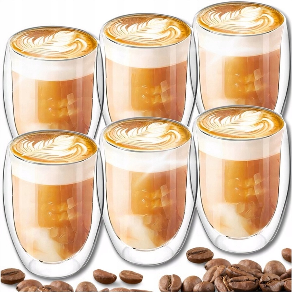 6x Thermische Glazen 350ml voor Koffie, Thee, Drankjes & Whiskey