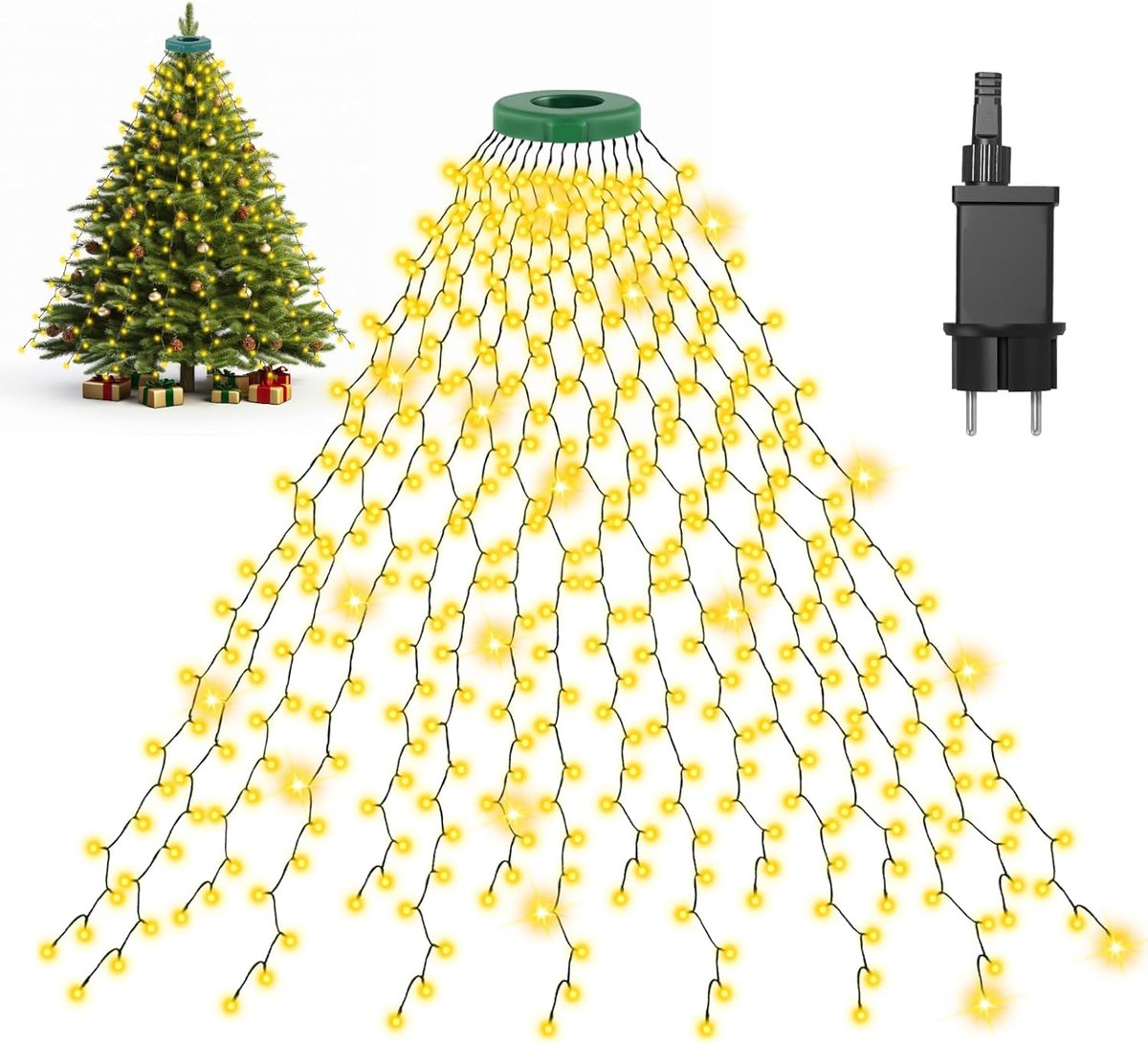 Lichtsnoer kerstboom 3M 592 leds - warm wit - waterdicht - sfeervolle kerstdecoratie binnen en buiten - ShopVlot