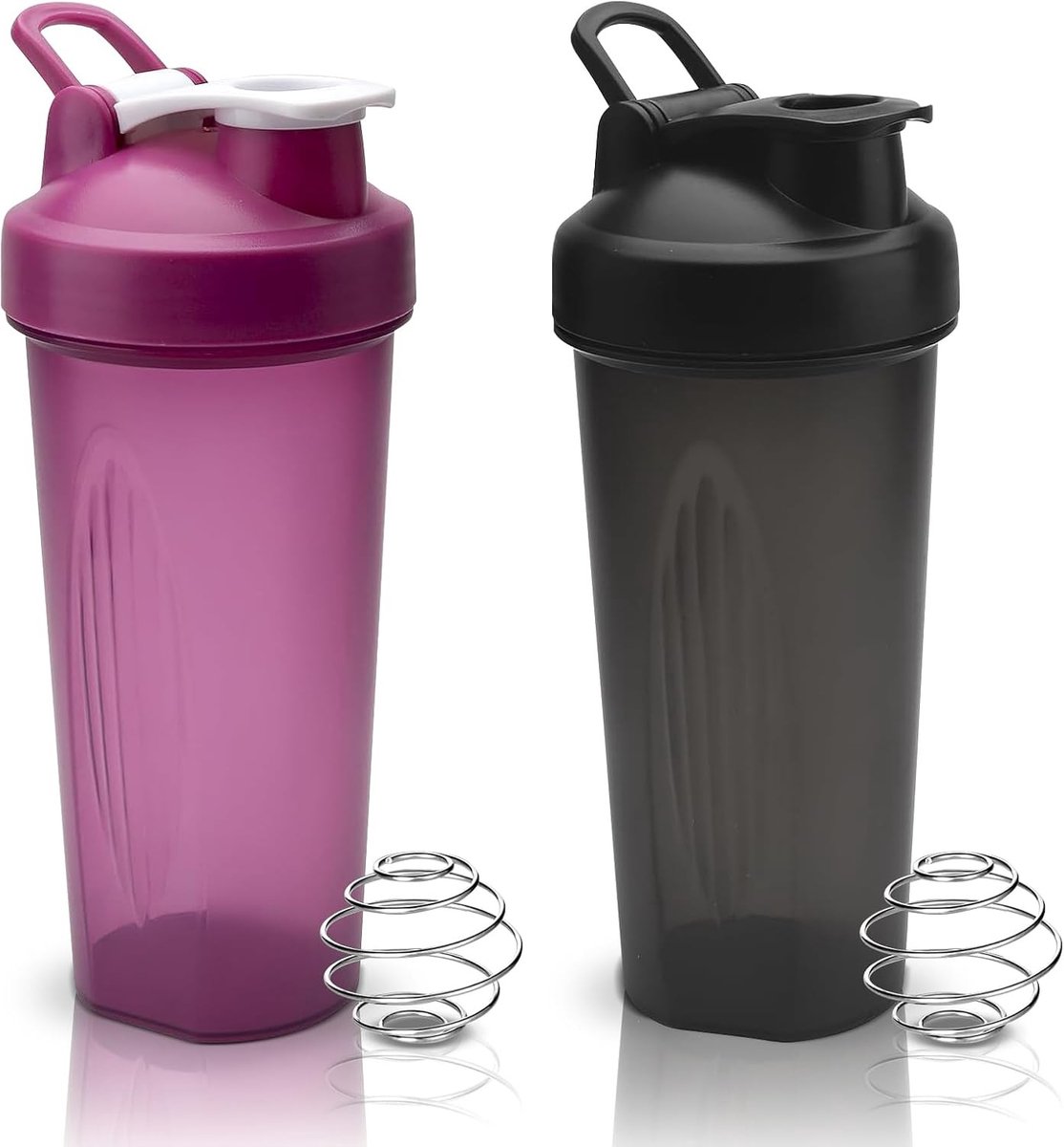 Eiwitshaker - Zwart - 600 ml - BPA-vrij Kunststof met Mixballen - Voor Sport en Gym